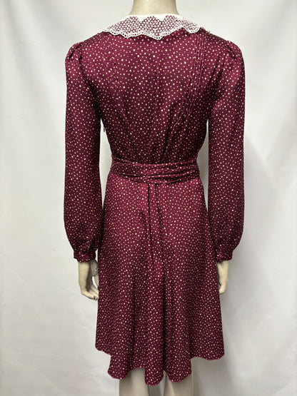 Marc Jacobs Burgundy Polka Dot Berlin Dress 6-8