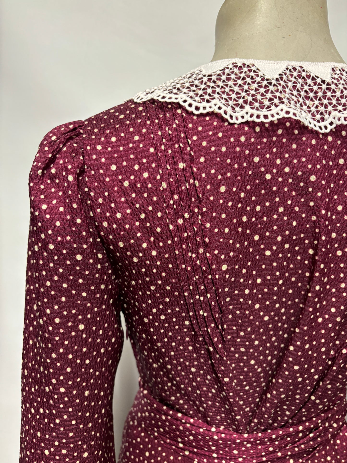 Marc Jacobs Burgundy Polka Dot Berlin Dress 6-8