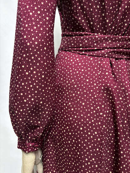 Marc Jacobs Burgundy Polka Dot Berlin Dress 6-8