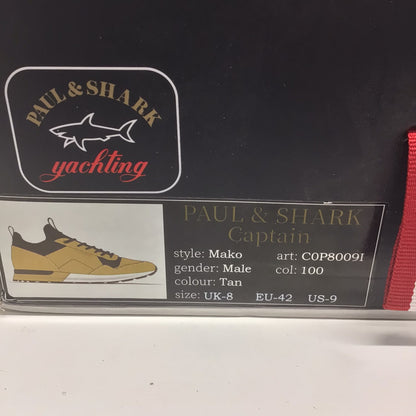 BNIB Paul & Shark Captain Tan Brown Mako Trainers Size 8 UK