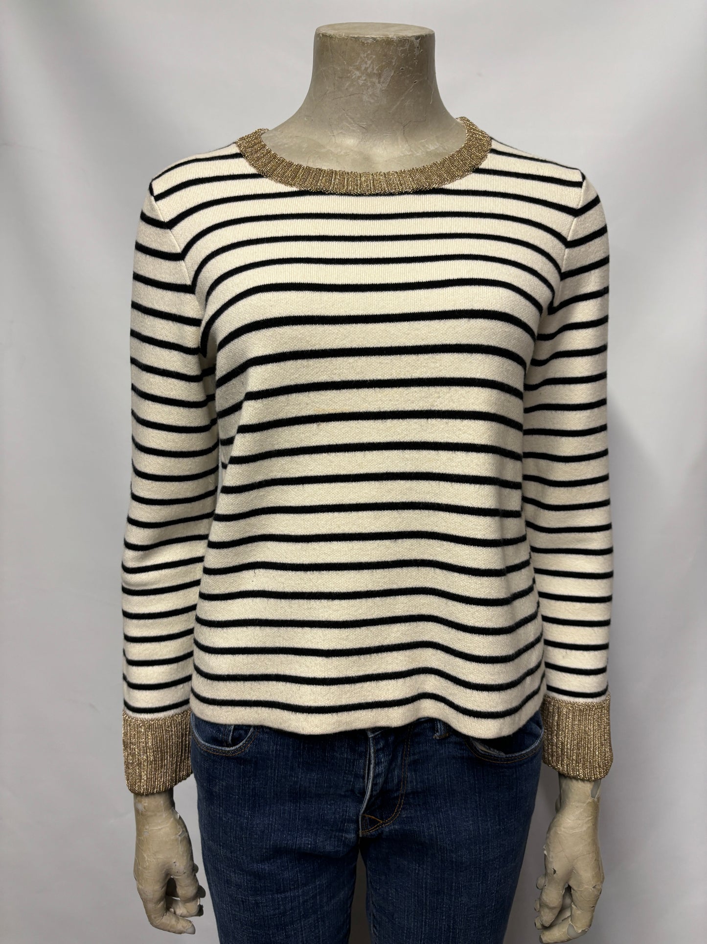 Maje White and Black Striped Long Sleeve Jumper 10