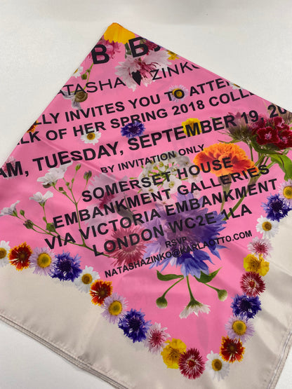 Natasha Zinko Pink Floral SS18 Invite Scarf in Box