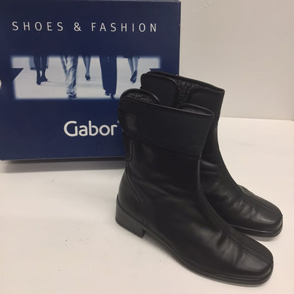 BNIB Gabor Black Edna High Ankle Zip Up Boots Size 6 UK