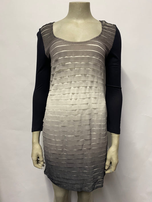 Ted Baker Black and Grey Gradient Tiered Dress Medium