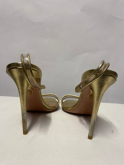 Aquazzura Gold and Clear PVC Open Toe Stiletto Heels 4