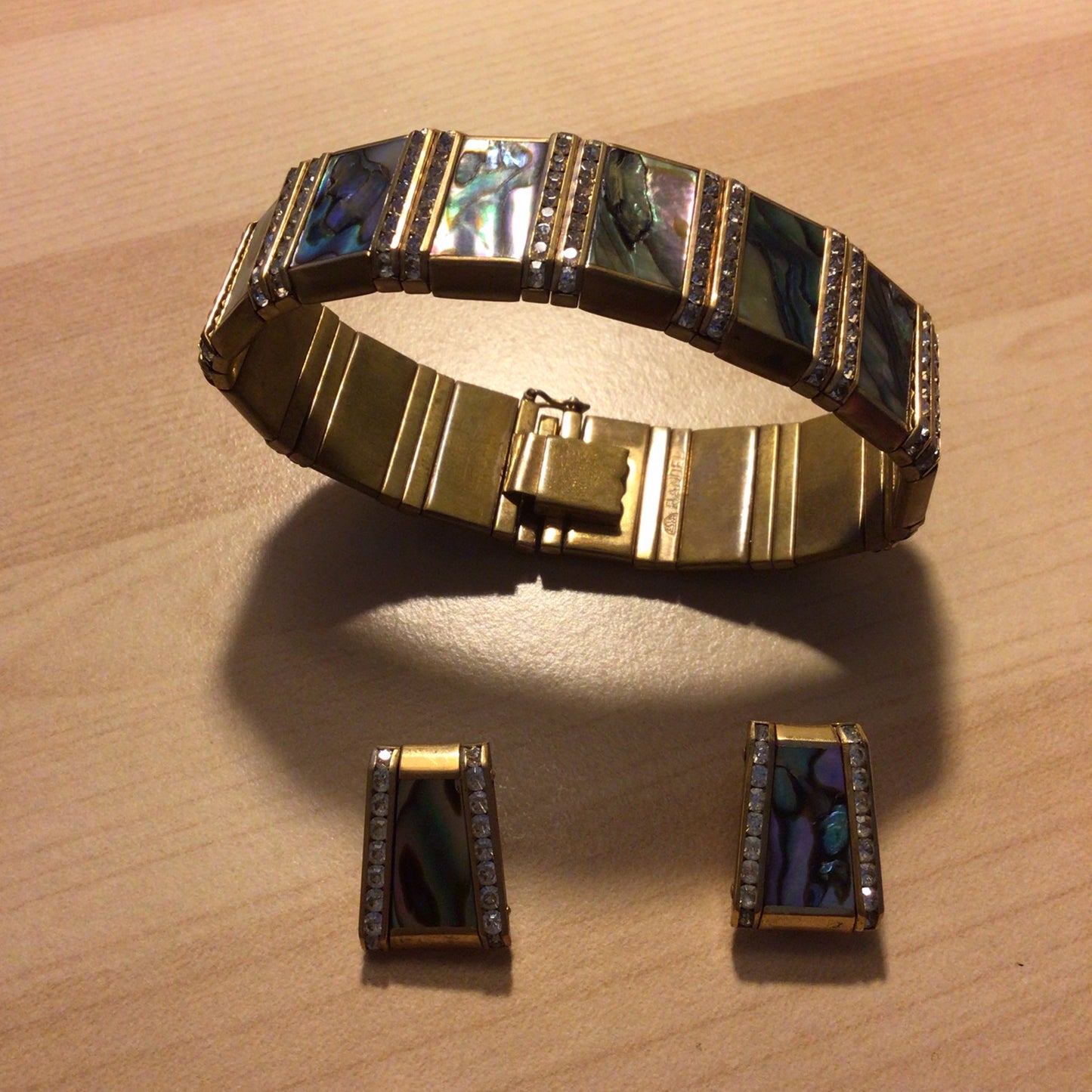 Vintage Esha Randel Bracelet & Clip On Earrings Set