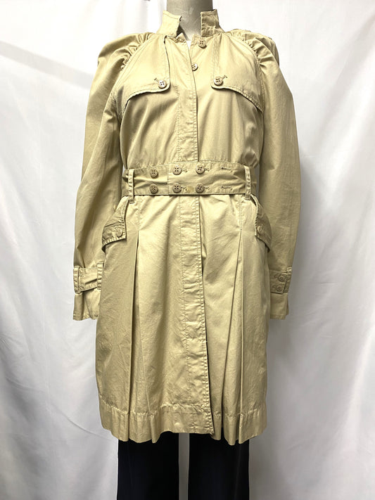 DKNY Jeans Beige Belted Mid Length Ruched Trench Coat Small
