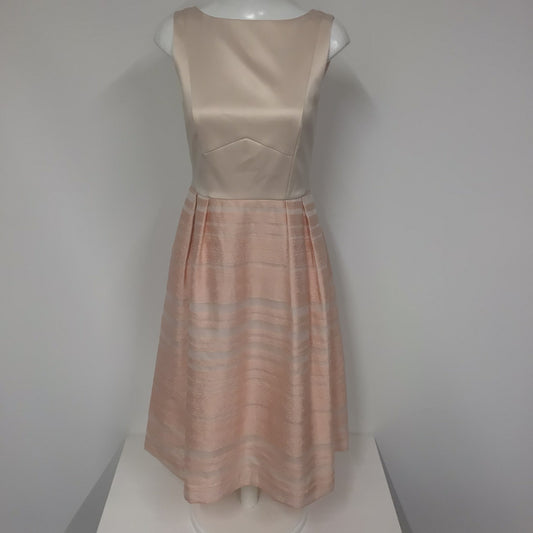 BNWT Oasis Light Blush Pink Dress w/Striped Skirt Size 10