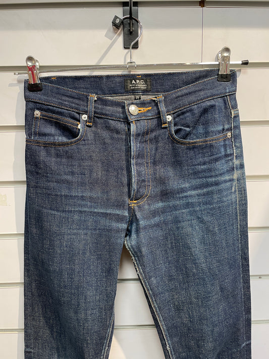 A P C Petit Standard Straight Leg Blue Denim Jeans Size 25