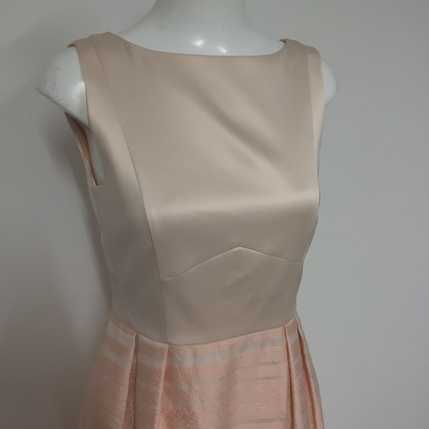 BNWT Oasis Light Blush Pink Dress w/Striped Skirt Size 10