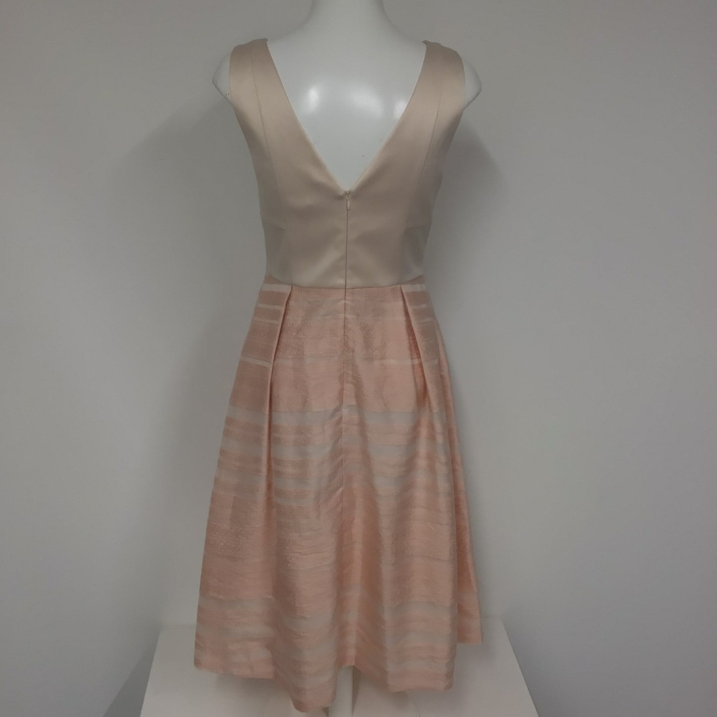 BNWT Oasis Light Blush Pink Dress w/Striped Skirt Size 10