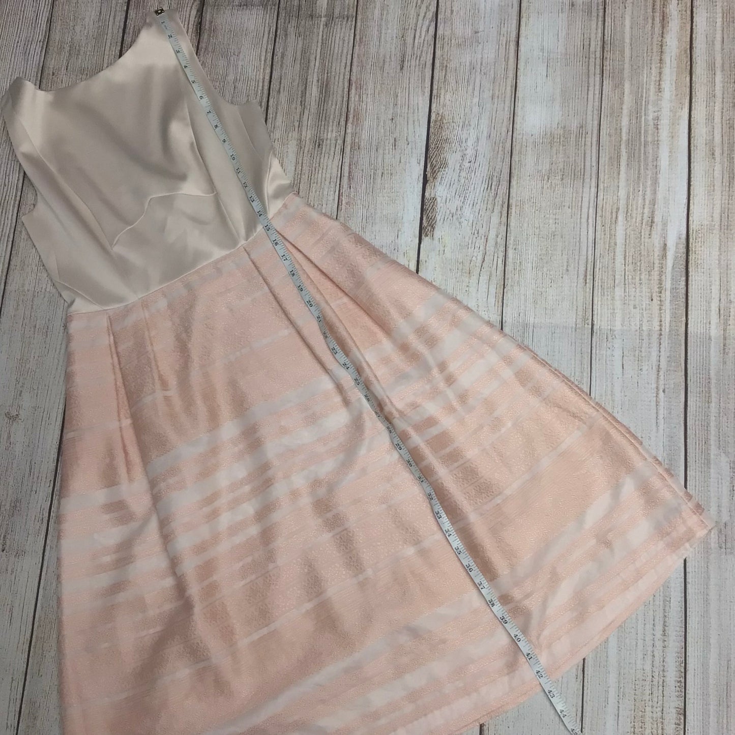 BNWT Oasis Light Blush Pink Dress w/Striped Skirt Size 10