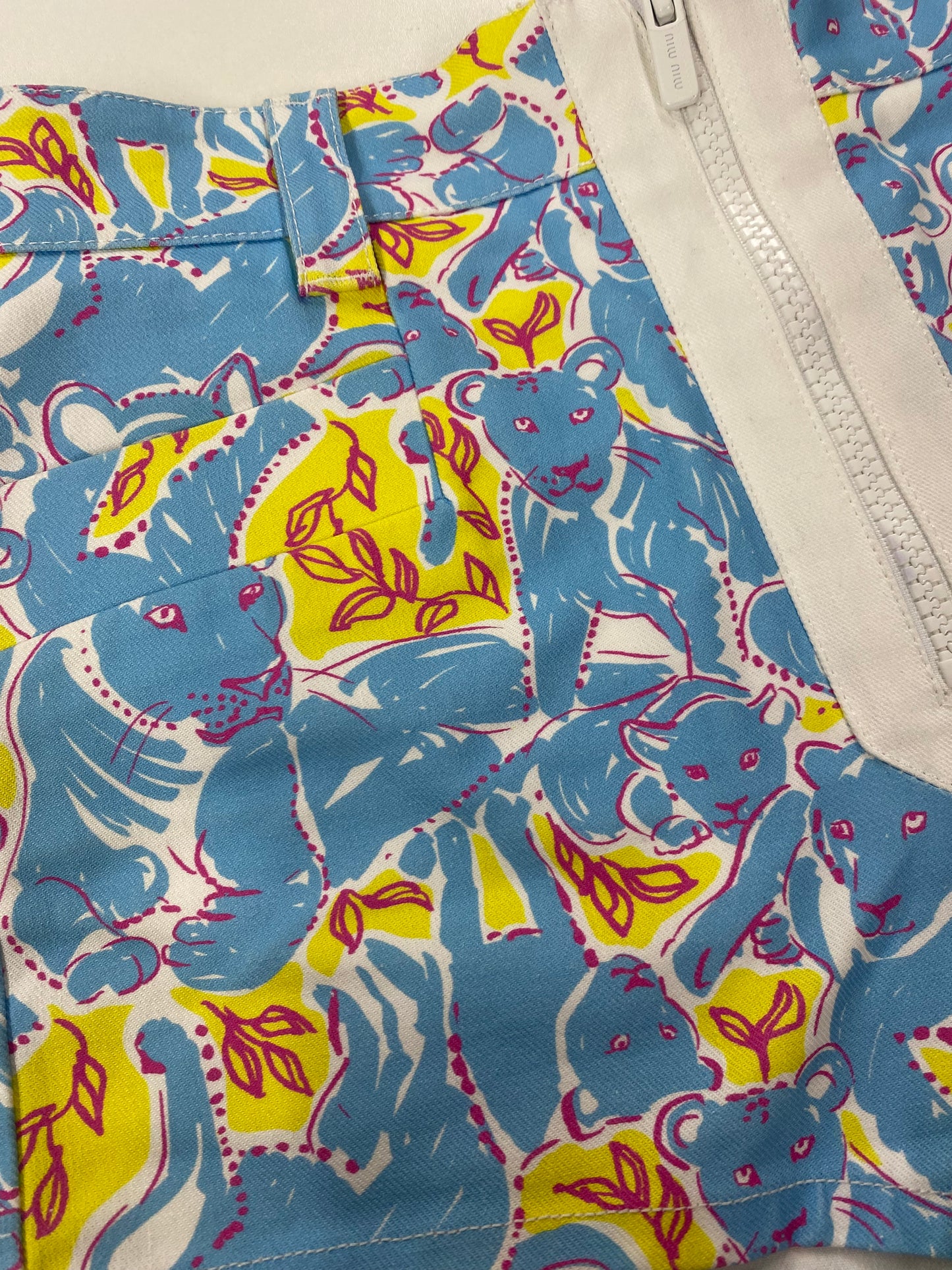 Miu Miu Blue Miucub Print Hotpant Shorts 42/10