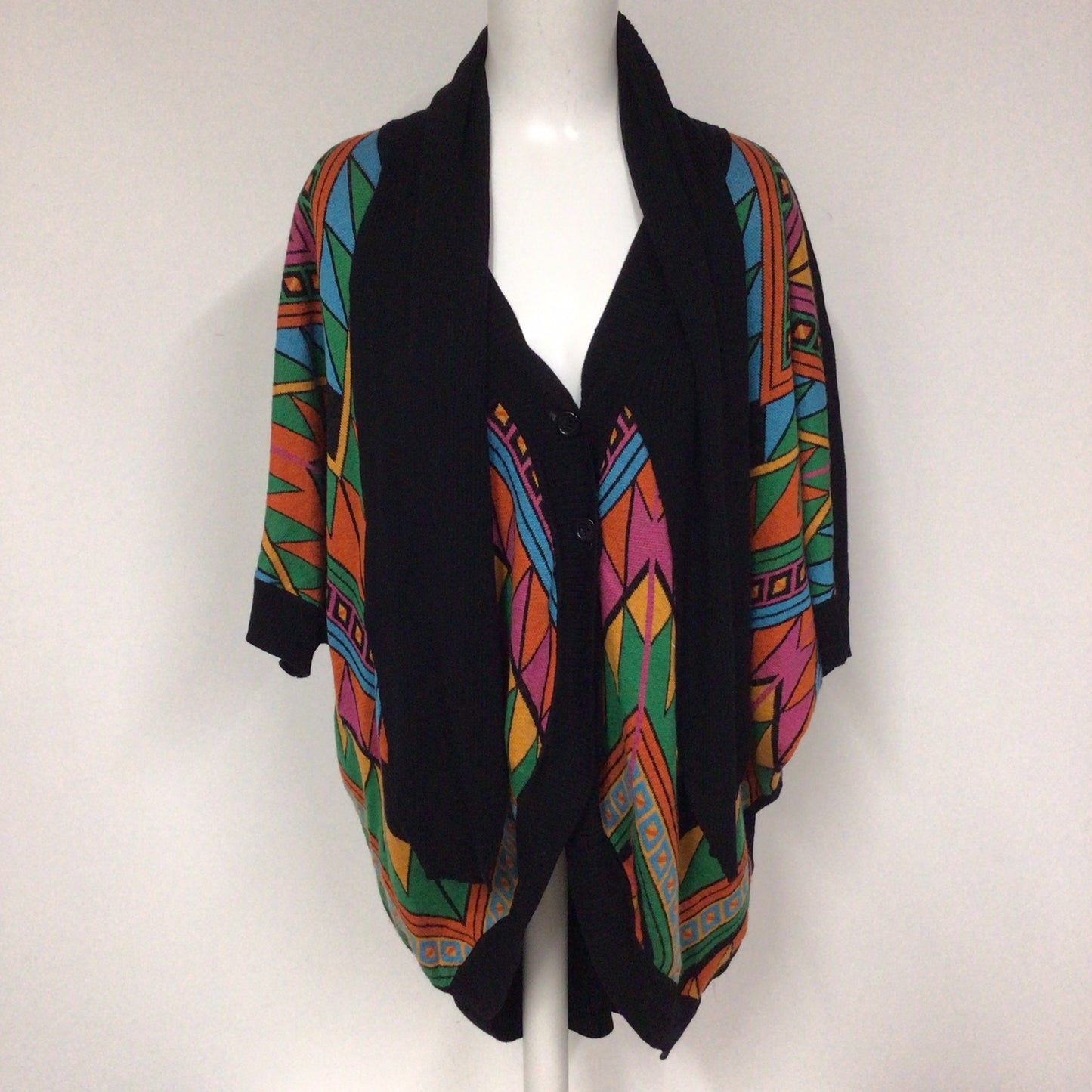 Henrik Vibskov Black & Multicoloured Wool & Silk Drape Cardigan Size L