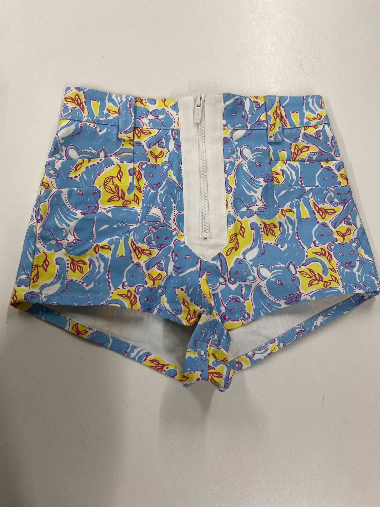 Miu Miu Blue Miucub Print Hotpant Shorts 42/10