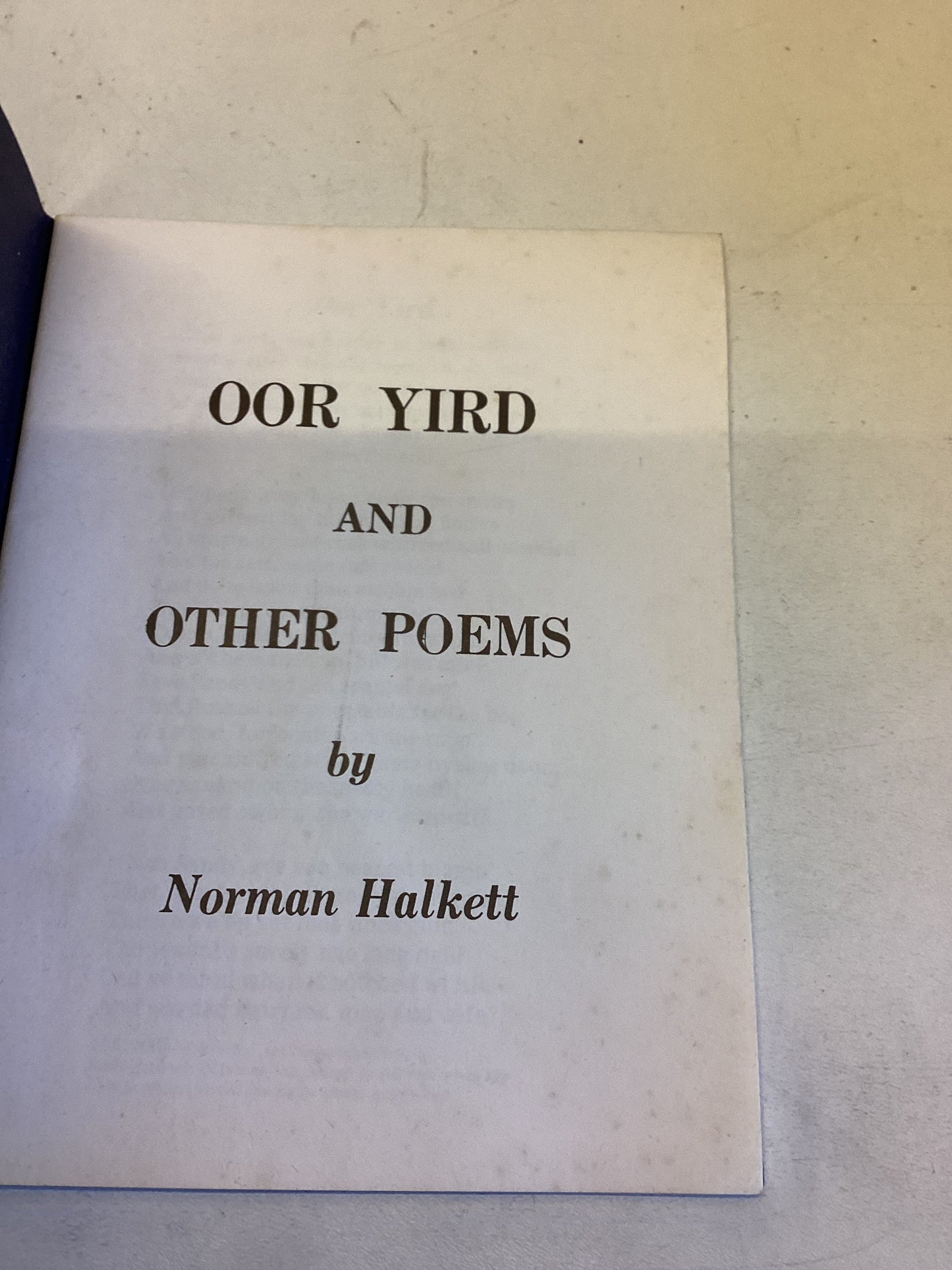 Oor Yird and Other Poems Norman Halkett