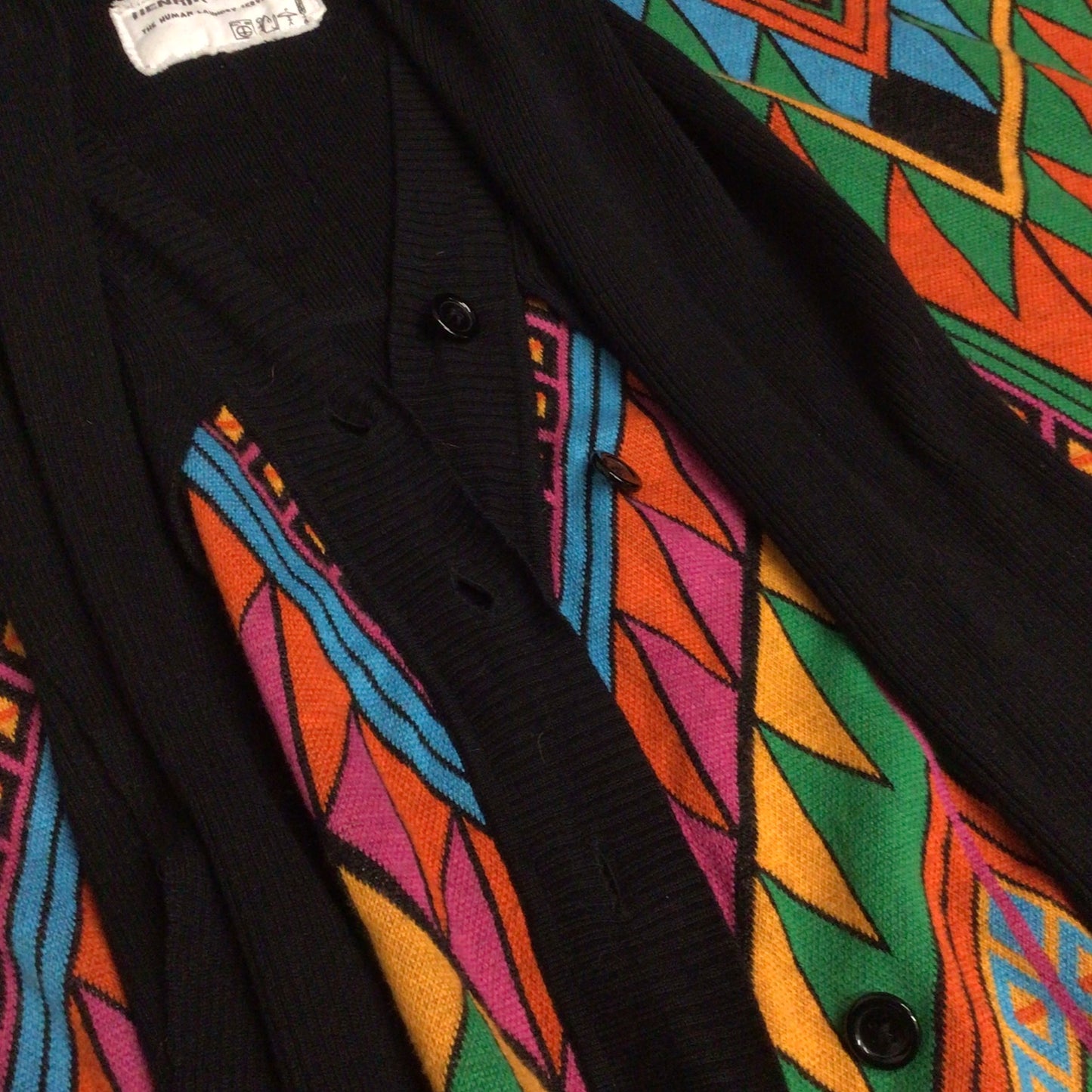 Henrik Vibskov Black & Multicoloured Wool & Silk Drape Cardigan Size L