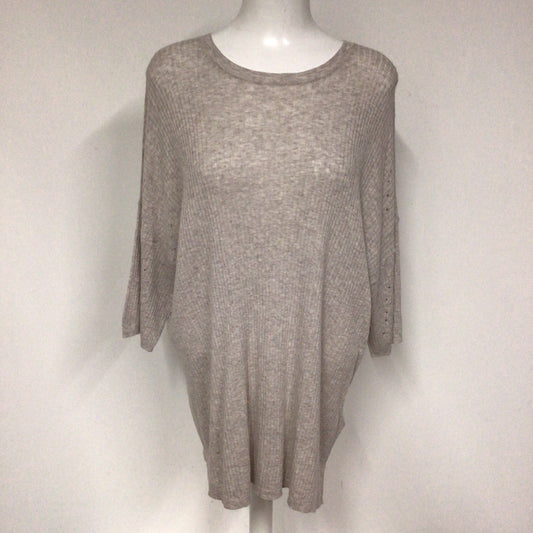 BNWT AllSaints Taupe Marl Cotton & Linen Ribbed Top Size XL