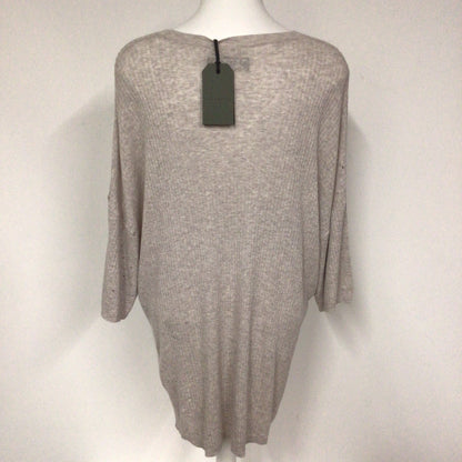 BNWT AllSaints Taupe Marl Cotton & Linen Ribbed Top Size XL