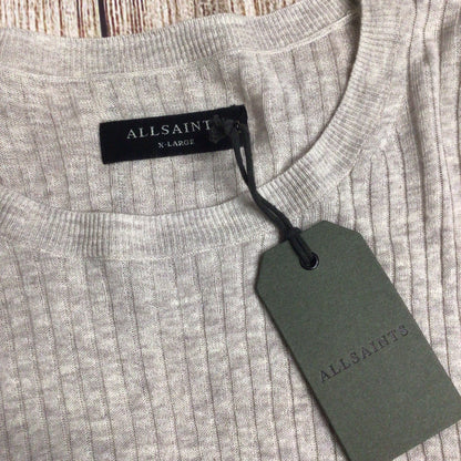 BNWT AllSaints Taupe Marl Cotton & Linen Ribbed Top Size XL