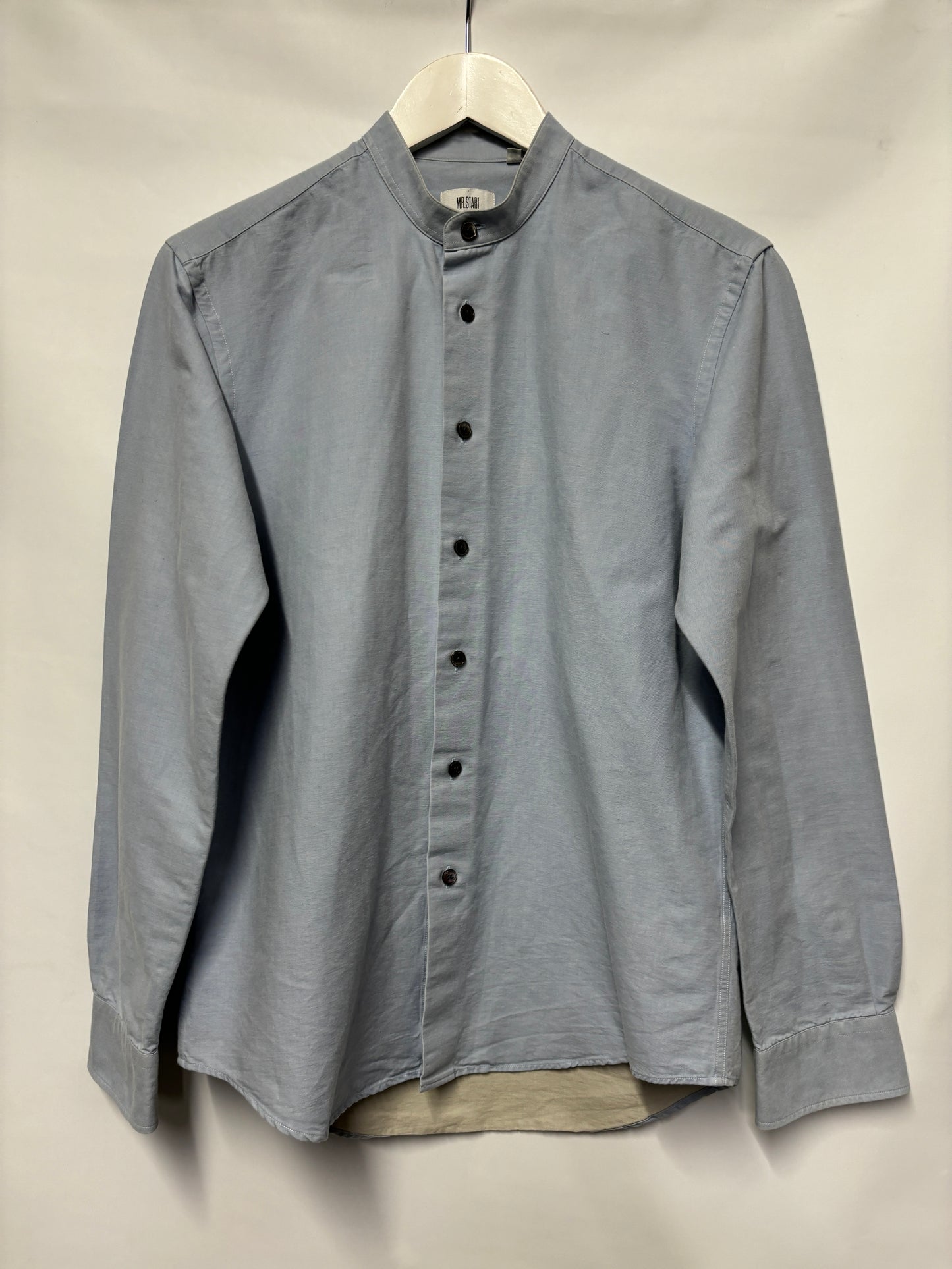 Mr.Start Light Blue Cotton Short Grandad Shirt 39