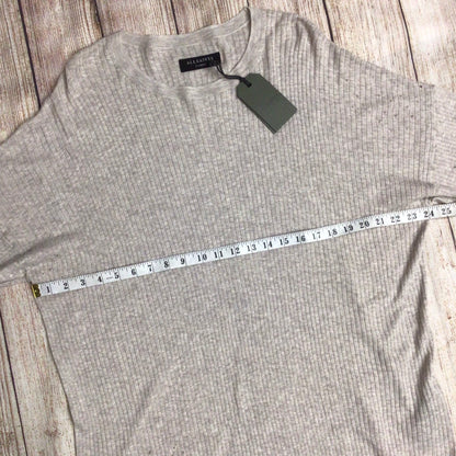 BNWT AllSaints Taupe Marl Cotton & Linen Ribbed Top Size XL