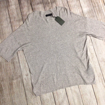 BNWT AllSaints Taupe Marl Cotton & Linen Ribbed Top Size XL