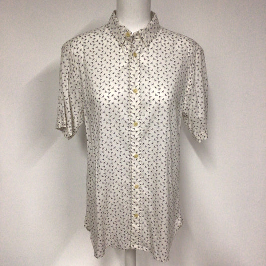 BNWT AllSaints White & Black Triangle Pattern Erdman Short Sleeve Shirt Size M