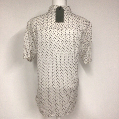 BNWT AllSaints White & Black Triangle Pattern Erdman Short Sleeve Shirt Size M