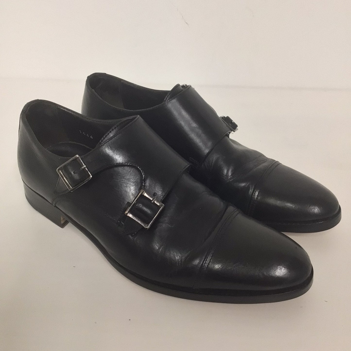 Russell & Bromley Black Double Buckle Monk Shoes Size 39 (on shoe)