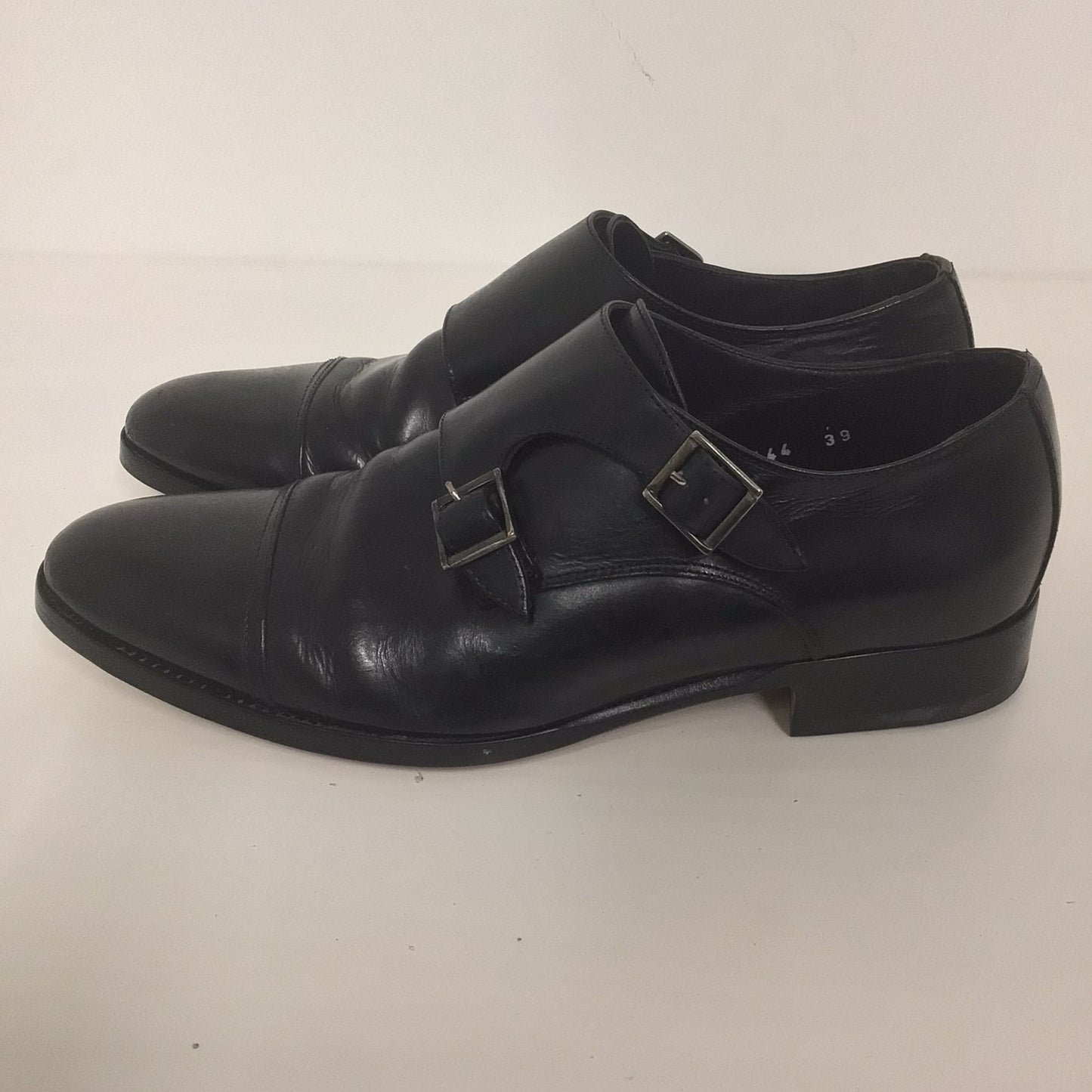 Russell & Bromley Black Double Buckle Monk Shoes Size 39 (on shoe)