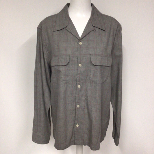 AllSaints Grey Checked Relaxed Fit Long Sleeve Shirt Size M