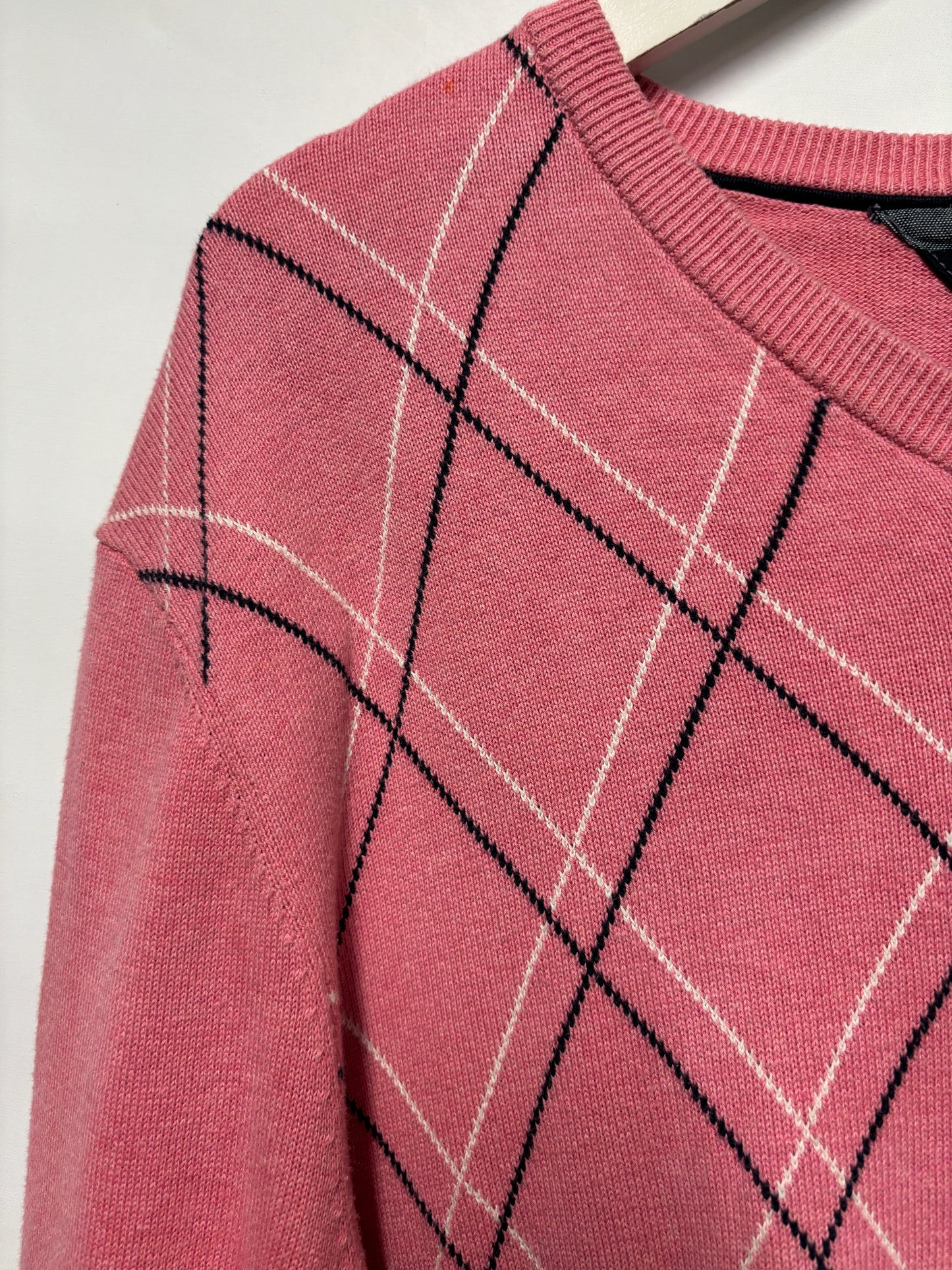 Tommy Jeans Pink Argyle Sweater Large