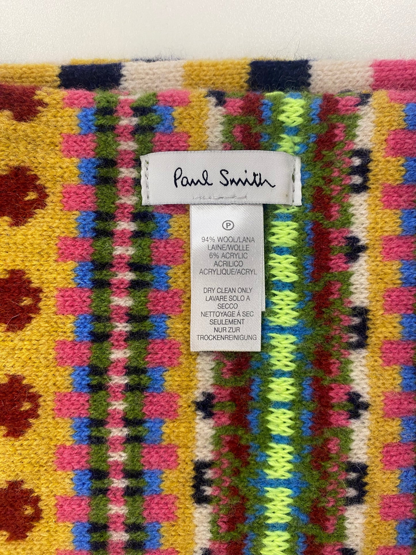 Paul Smith Multicolour Knitted Pattern Wool Scarf