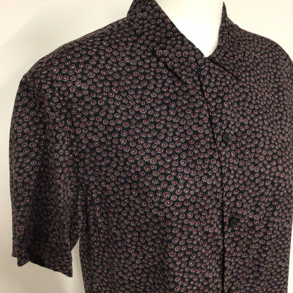 AllSaints Black & Red Pattern Short Sleeve Shirt Size M