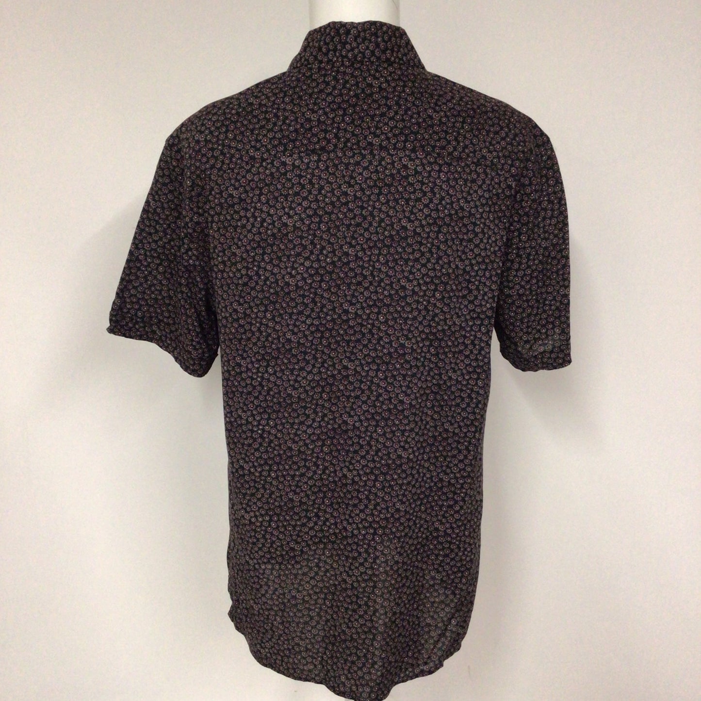 AllSaints Black & Red Pattern Short Sleeve Shirt Size M