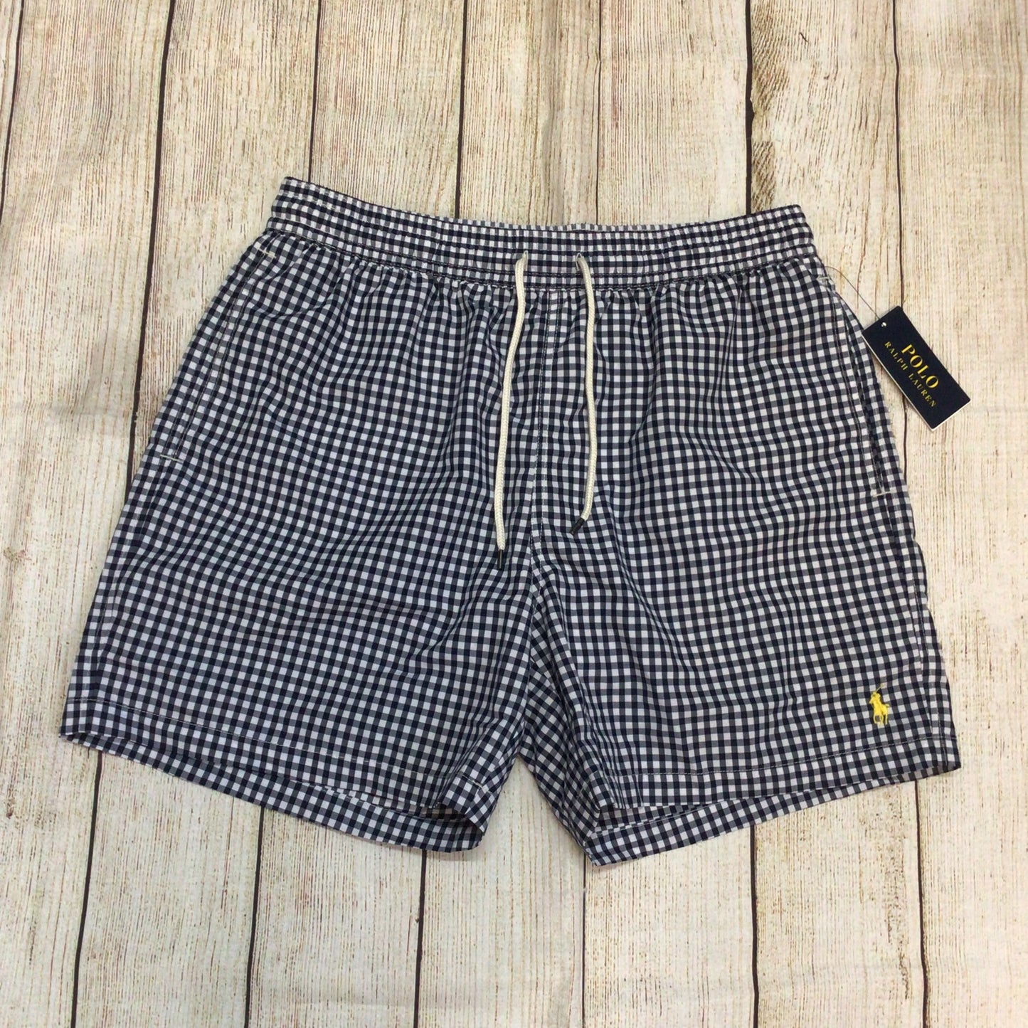 BNWT Polo Ralph Lauren Blue Gingham Traveler Swimming Trunks Shorts Size L