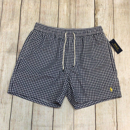 BNWT Polo Ralph Lauren Blue Gingham Traveler Swimming Trunks Shorts Size L