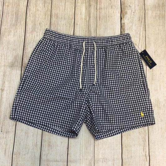 BNWT Polo Ralph Lauren Blue Gingham Traveler Swimming Trunks Shorts Size L