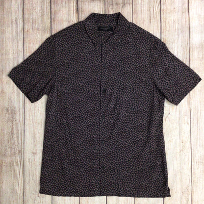 AllSaints Black & Red Pattern Short Sleeve Shirt Size M