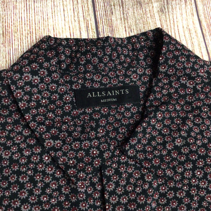 AllSaints Black & Red Pattern Short Sleeve Shirt Size M