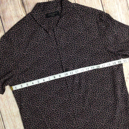 AllSaints Black & Red Pattern Short Sleeve Shirt Size M