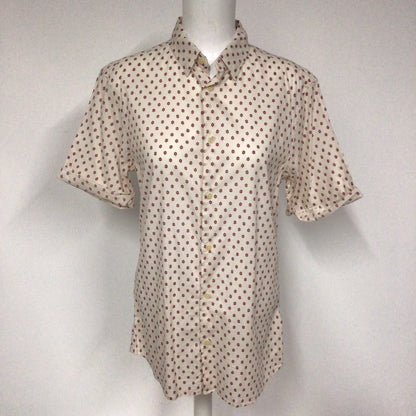 AllSaints Cream & Red Pattern Kapow Short Sleeve Shirt Size S