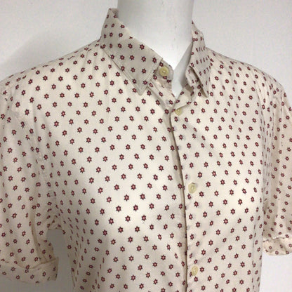 AllSaints Cream & Red Pattern Kapow Short Sleeve Shirt Size S