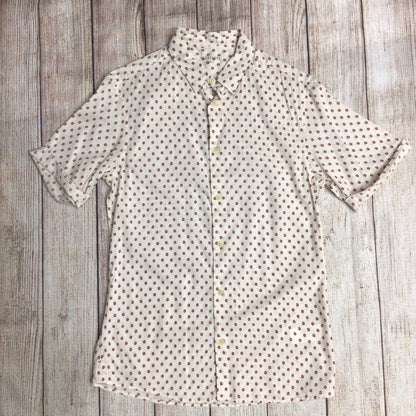 AllSaints Cream & Red Pattern Kapow Short Sleeve Shirt Size S