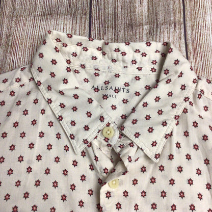 AllSaints Cream & Red Pattern Kapow Short Sleeve Shirt Size S