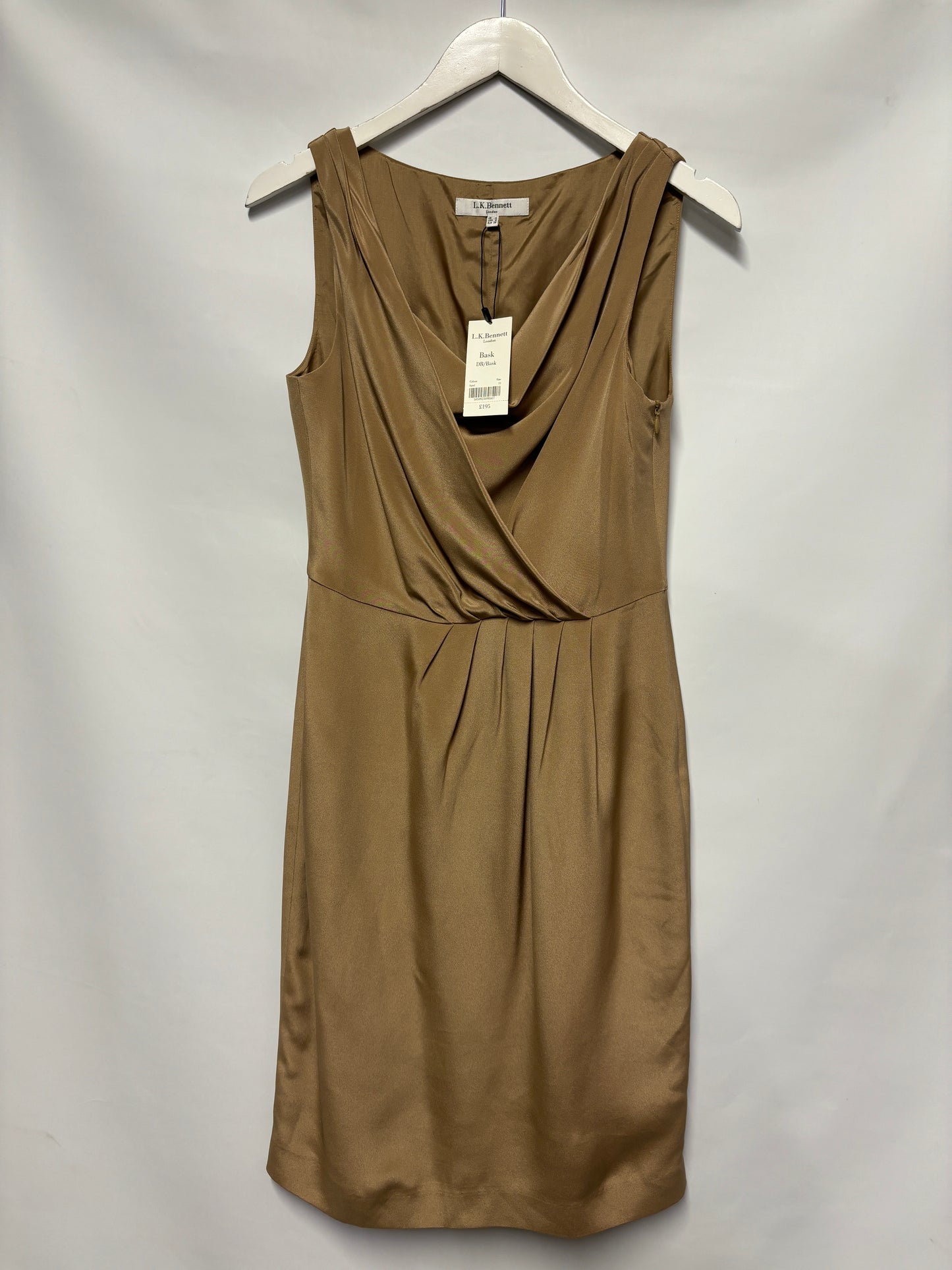 L.K.Bennett Beige Silk Sleeveless Bask Dress 10 BNWT