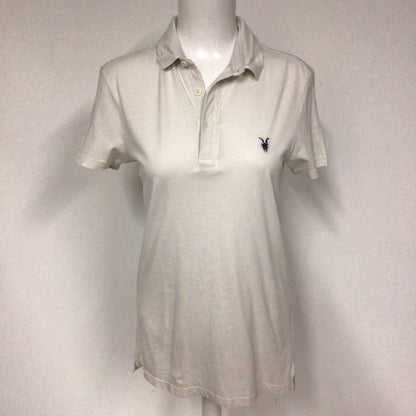 AllSaints Spitalfields Stone White 100% Cotton Polo Shirt Size S