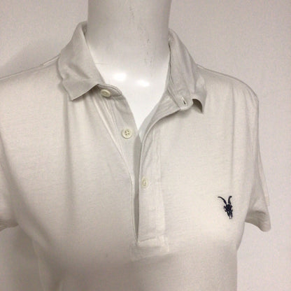 AllSaints Spitalfields Stone White 100% Cotton Polo Shirt Size S