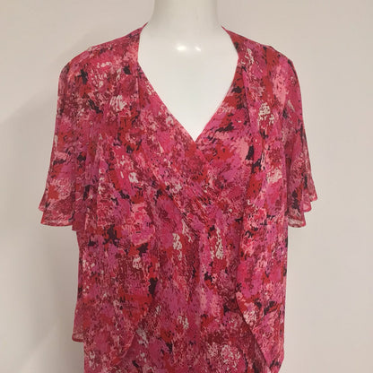 Ann Harvey Pink Patterned 2 Piece Floaty Dress & Shawl Size 18